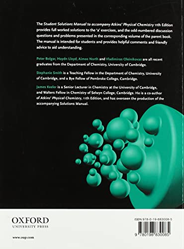 Student Solutions Manual to Accompany Atkins' Physical Chemistry 11th Edition: Volume 2,Used