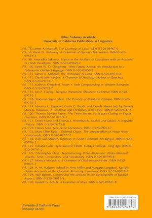 Studies in American Indian Languages: Description and Theory (UC Publications in Linguistics) (Volume 131),Used