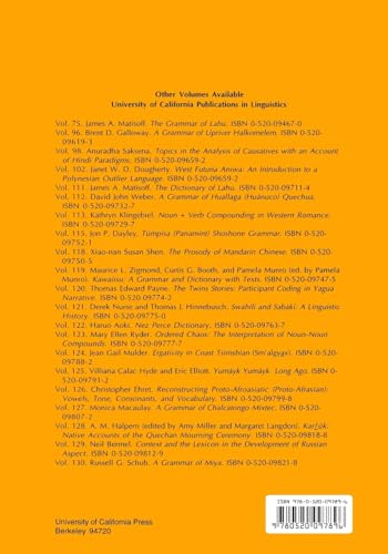 Studies in American Indian Languages: Description and Theory (UC Publications in Linguistics) (Volume 131),Used