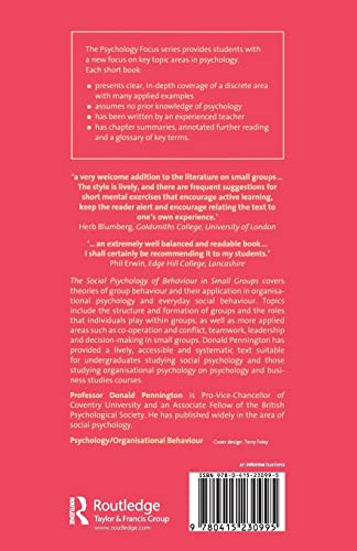The Social Psychology of Behaviour in Small Groups (Psychology Focus),Used