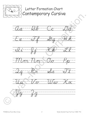 EvanMoor Daily Handwriting Practice Contemporary Cursive, KindergartenGrade 6, Homeschooling and Classroom Resource Workbook, ,New