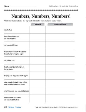 EvanMoor Common Core Math Centers, Grade 4 (Take It to Your Seat Centers),Used