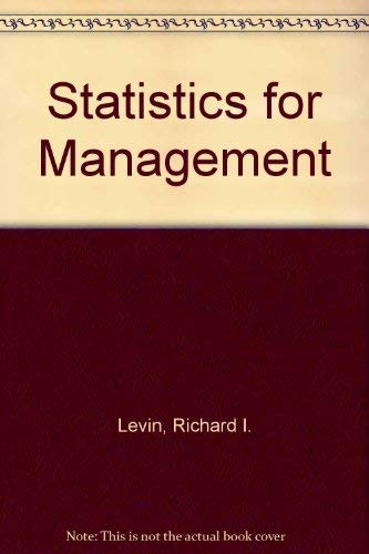 Statistics For Management (Prenticehall International Series In Management)-used