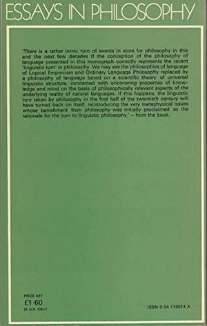 Linguistic philosophy: The underlying reality of language and its philosophical import, (Essays in philosophy),Used