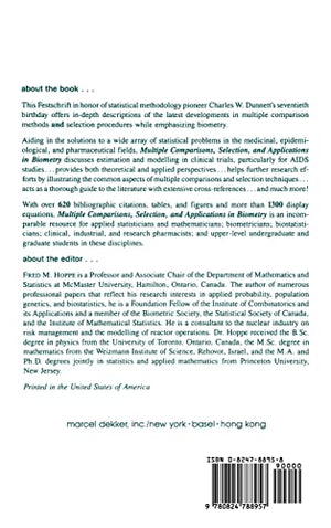 Multiple Comparisons, Selection and Applications in Biometry (Statistics: A Series of Textbooks and Monographs),Used