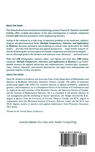 Multiple Comparisons, Selection and Applications in Biometry (Statistics: A Series of Textbooks and Monographs),Used