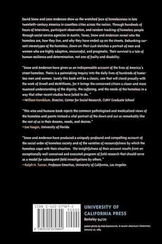 Down On Their Luck: A Study Of Homeless Street People (Poetics; 24)-used