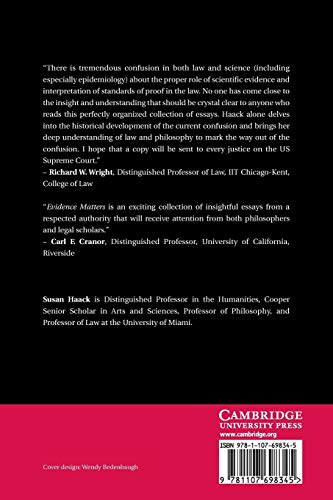 Evidence Matters: Science, Proof, And Truth In The Law (Law in Context),Used