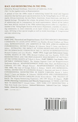 Race and Redistricting in the 1990s (Agathon Series on Representation),Used