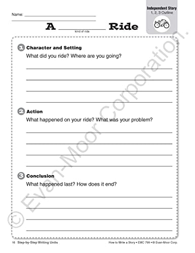 EvanMoor How to Write a Story, Grades 13 Homeschool & Classroom Workbook, Printables, Develop Confident & Competent Storywrite,Used