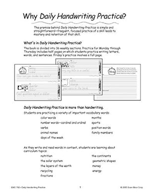 EvanMoor Daily Handwriting Practice Modern Manuscript, KindergartenGrade 6, Homeschooling and Classroom Resource Workbook, Pen,Used