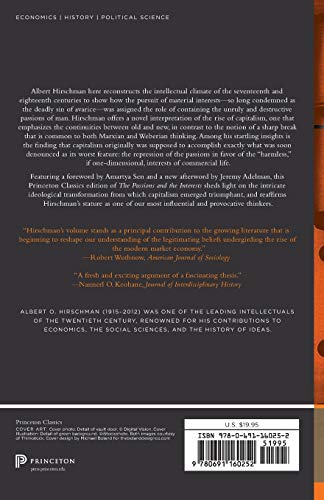 The Passions and the Interests: Political Arguments for Capitalism before Its Triumph (Princeton Classics),Used