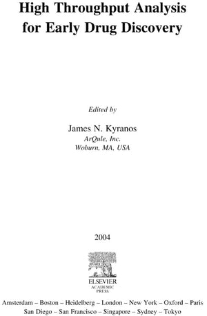 High Throughput Analysis For Early Drug Discovery