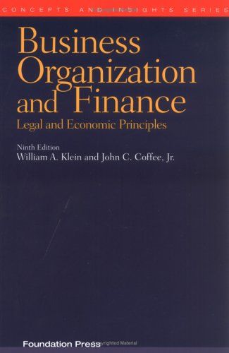 Business Organization and Finance: Legal and Economic Principles (Concepts and Insights) (Concepts & Insights),Used