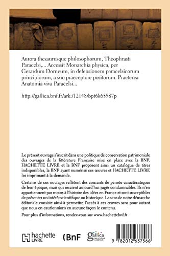 Aurora Thesaurusque Philosophorum, Theophrasti Paracelsi, (d.1577) (Philosophie) (French Edition),Used