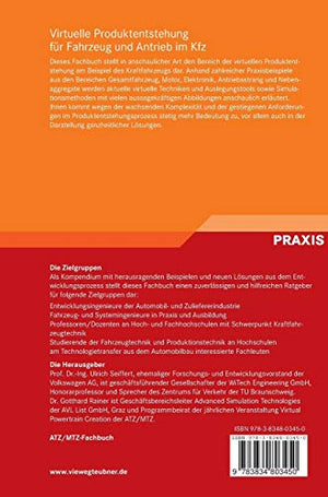 Virtuelle Produktentstehung fr Fahrzeug und Antrieb im Kfz: Prozesse, Komponenten, Beispiele aus der Praxis (ATZ/MTZFachbuch) (,Used