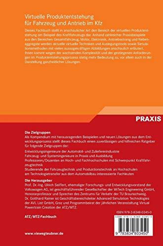 Virtuelle Produktentstehung fr Fahrzeug und Antrieb im Kfz: Prozesse, Komponenten, Beispiele aus der Praxis (ATZ/MTZFachbuch) (,Used
