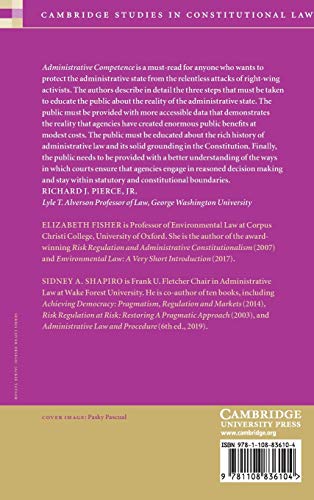Administrative Competence: Reimagining Administrative Law (Cambridge Studies in Constitutional Law),Used
