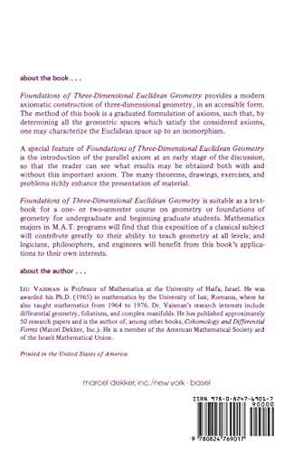 Foundations of ThreeDimensional Euclidean Geometry (Chapman & Hall/CRC Pure and Applied Mathematics),Used