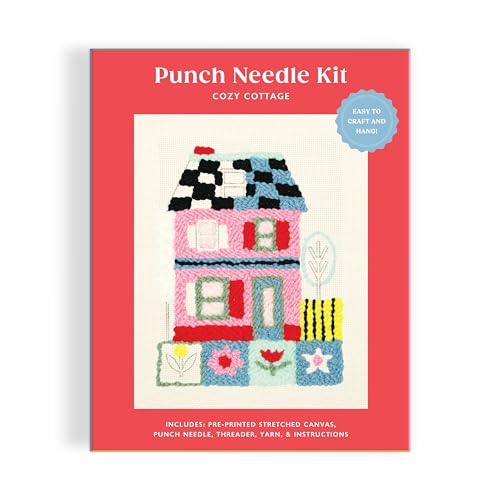Galison Cozy Cottage  Diy Punch Needle Kit Includes 9 Yarns And Punch Needle To Make Beautiful Cottage Art