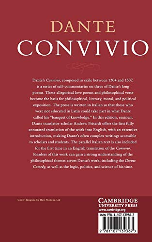 Dante: Convivio: A DualLanguage Critical Edition,Used