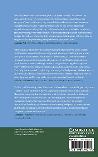 The Veil of Participation: Citizens and Political Parties in ConstitutionMaking Processes (Comparative Constitutional Law and P,Used
