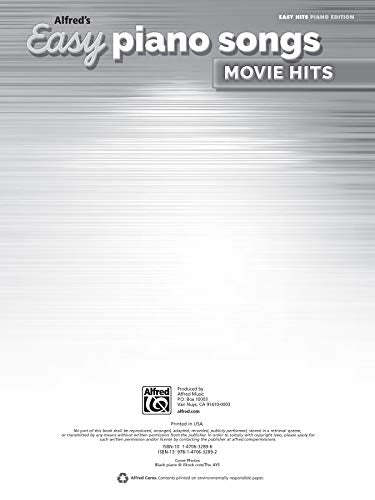 Alfred'S Easy Piano Songs  Movie Hits: 50 Songs And Themes