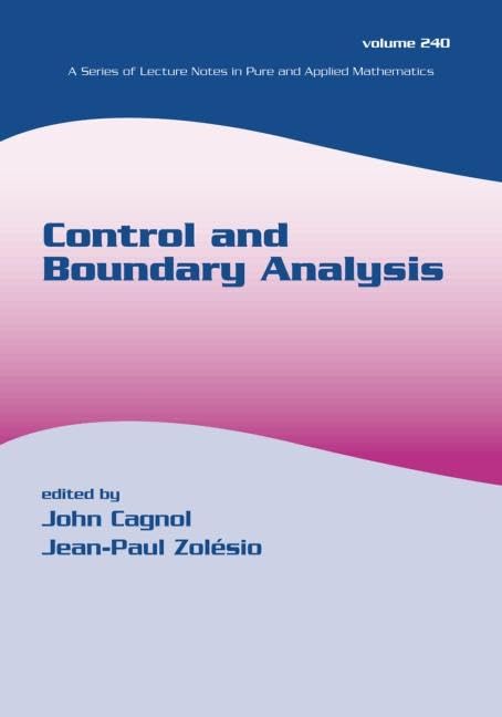 Control and Boundary Analysis (Lecture Notes in Pure and Applied Mathematics),Used