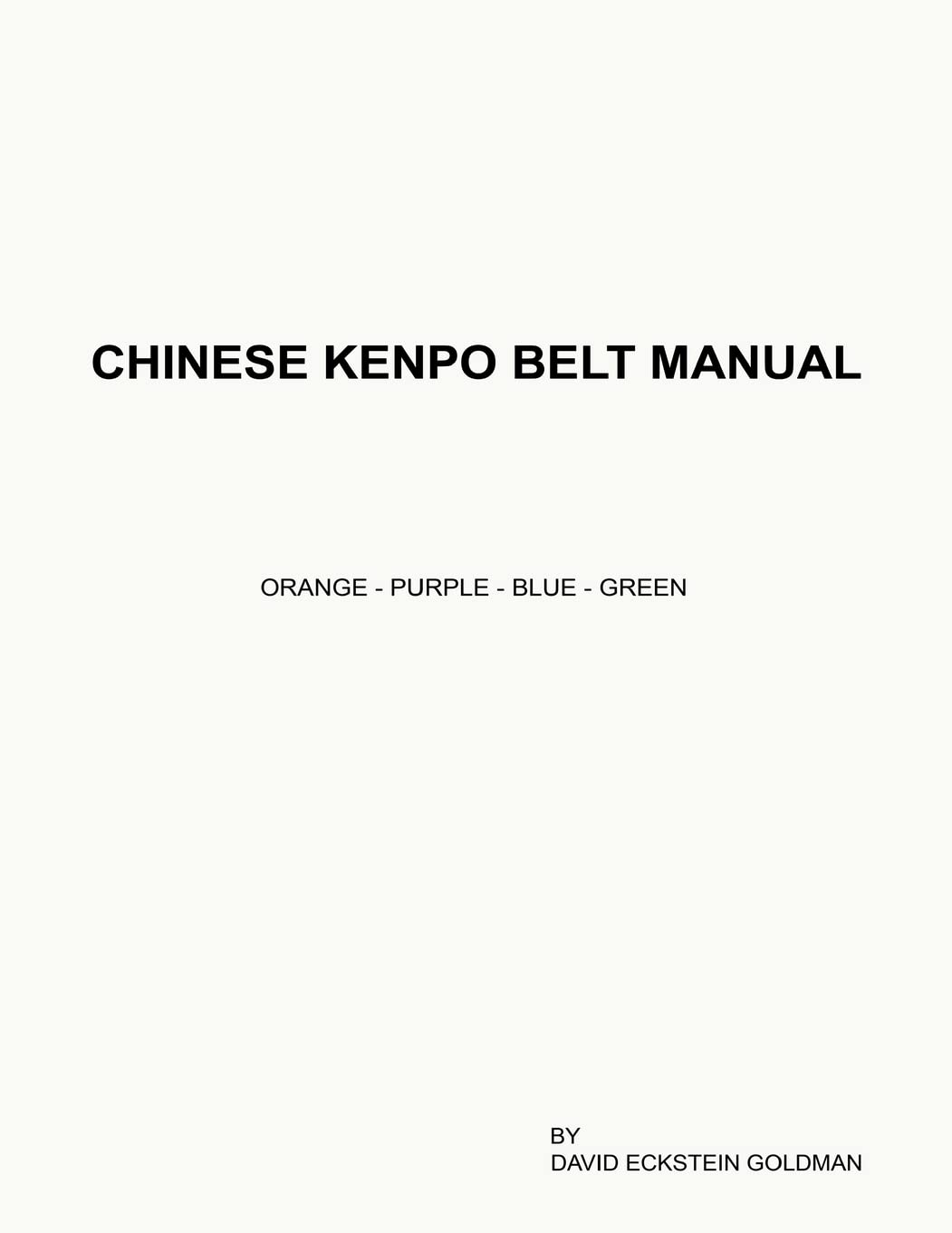 Chinese Kenpo Belt Manual,Used