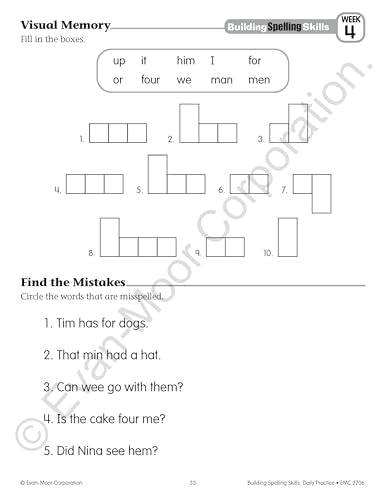 EvanMoor Building Spelling Skills, Grade 2  Homeschooling & Classroom Resource Workbook, Reproducible Worksheets, Teaching Edi,New