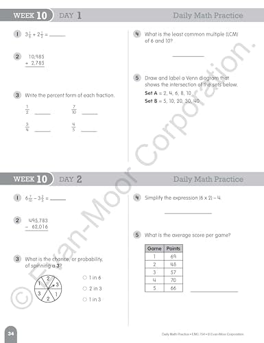 EvanMoor Daily Math Practice, Grade 5,New