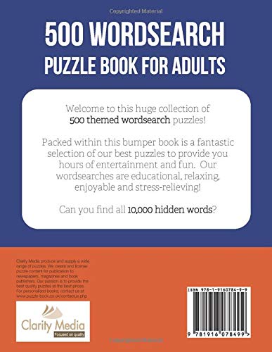 500 Wordsearch Puzzle Book for Adults: Word search book with a massive 500 themed puzzles to enjoy,Used