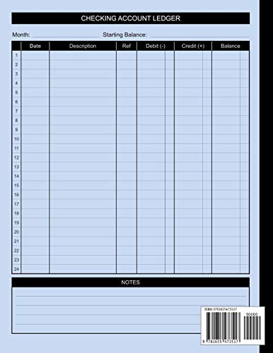Checking Account Ledger: Check and Debit Card Register 100 Pages 2,400 Entry Lines Total: Size = 8.5 x 11 Inches,New