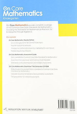 Houghton Mifflin Harcourt On Core Mathematics: Student Workbook Grade K,Used