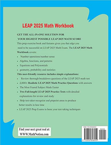 LEAP 2025 Math Workbook: 8th Grade LEAP 2025 Math Questions and Review the Most Effective Exercises,Used