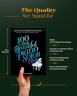 Hal Leonard Piano Sheet Music Book - 100 Beautiful Solos for Intermediate Pianists - Classical & Pop Standards