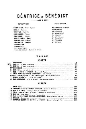 Beatrice and Benedict: A Comic Opera in Two Acts (French Edition),Used