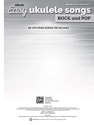 Alfred's Easy Ukulele Songs  Rock & Pop: 50 Hits from Across the Decades,New