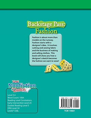 Teacher Created Materials  TIME For Kids Informational Text: Backstage Pass: Fashion  Grade 3  Guided Reading Level O,Used
