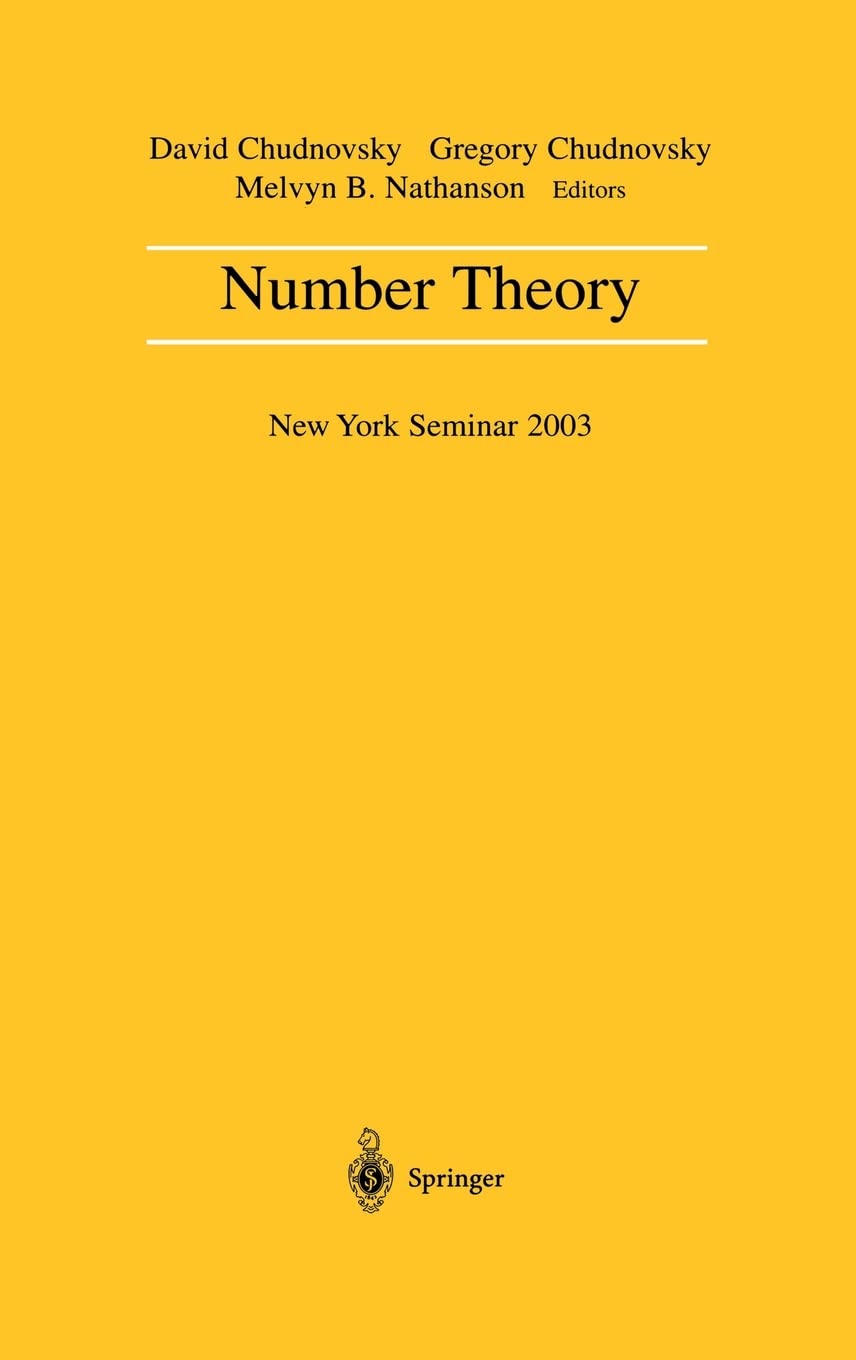 Number Theory: New York Seminar 2003,Used