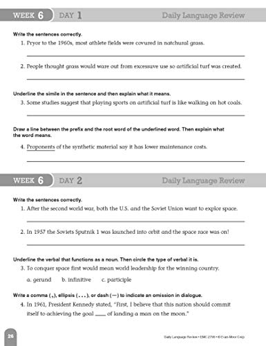 Evanmoor Daily Language Review, Grade 8 Actvities Homeschooling & Classroom Resource Workbook, Reproducible Worksheets, Teacher