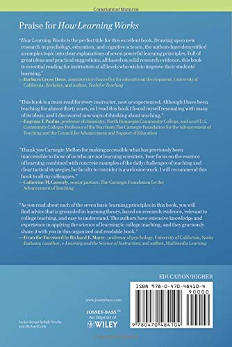 How Learning Works: Seven Researchbased Principles For Smart Teaching,New