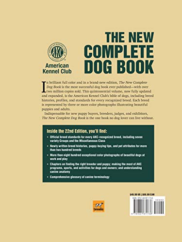 The New Complete Dog Book, 22nd Edition: Official Breed Standards and Profiles for Over 200 Breeds (CompanionHouse Books) Americ,Used