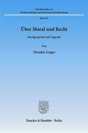 Uber Moral Und Recht: Streitgesprach Mit Uppsala. Aus Dem Danischen Ubersetzt Und Eingeleitet Von Dr. HansHeinrich Vogel (Schri,Used