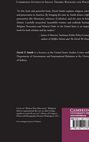 Religious Persecution and Political Order in the United States (Cambridge Studies in Social Theory, Religion and Politics),Used