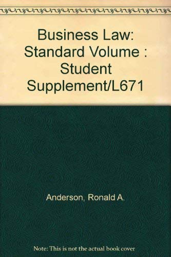 Business Law: Standard Volume : Student Supplement/L671,Used
