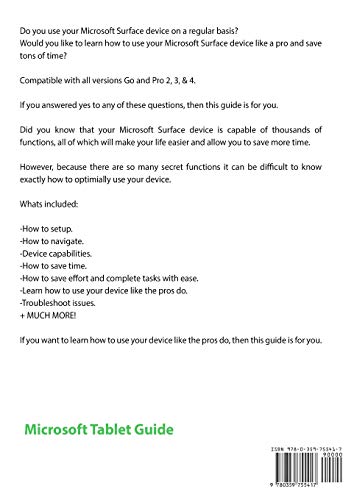 Microsoft Surface Tablet Go Pro 3, 4, & 5 Unofficial Guide: Getting Started, Setting Up, How to Use, Tips, Tricks, Accessories &,Used