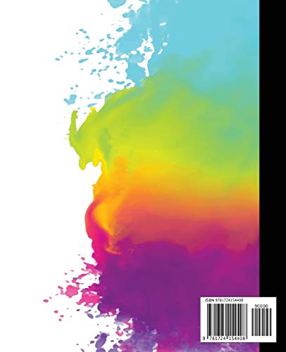 Composition Notebook: Perfect Rainbow Water Colour Splash Stain Background Wide Ruled Paper Jottings,Used