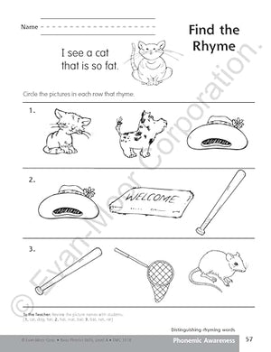 Evanmoor Basic Phonics Skills For Grades Prek And K, Level A, Teacher Reproducible Pages; Teaching Resource Workbook,Used