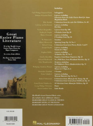Great Easier Piano Literature: 95 Favorite Original Pieces by Major Composers (World's Greatest Classical Music),New